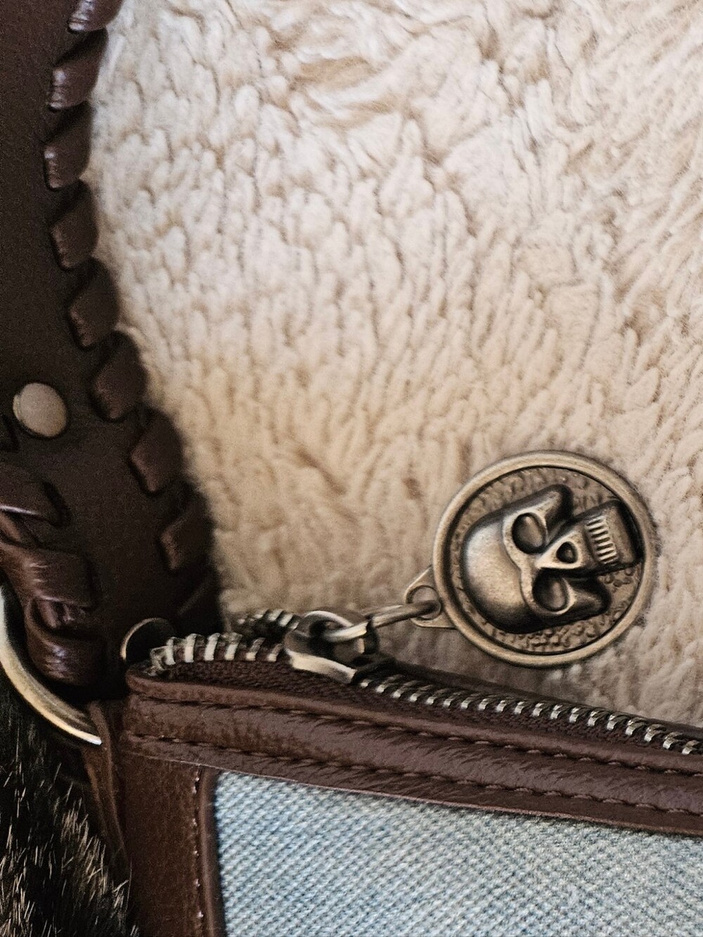 Ed Hardy Vintage Brown Graphic Shoulder Bag Rhinestones Floral & Tiger Motif - Picture 11 of 11